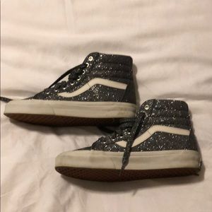 Black and silver sparkly High Top Vans. Sz 7 W.